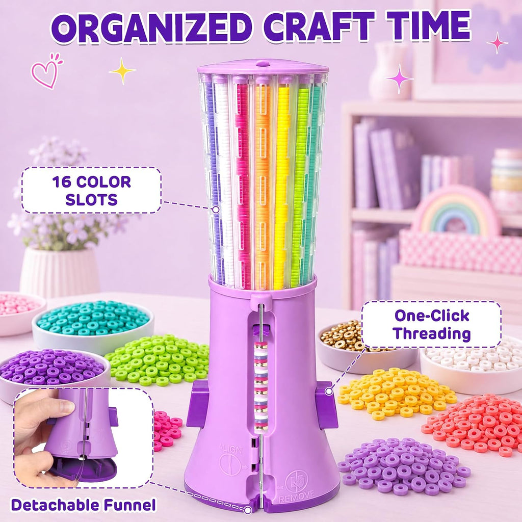Bracelet Making Kit with Bead Spinner, 2600+ Heishi-Style Beads