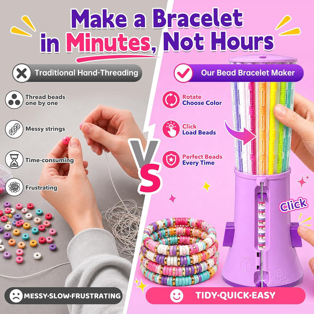 Bracelet Making Kit with Bead Spinner, 2600+ Heishi-Style Beads