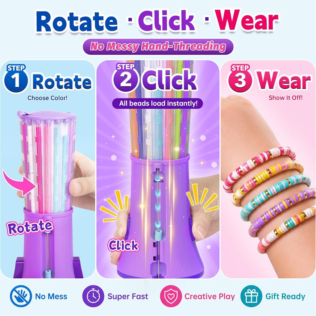 Bracelet Making Kit with Bead Spinner, 2600+ Heishi-Style Beads