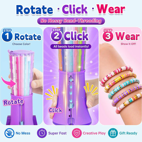 Bracelet Making Kit with Bead Spinner, 2600+ Heishi-Style Beads