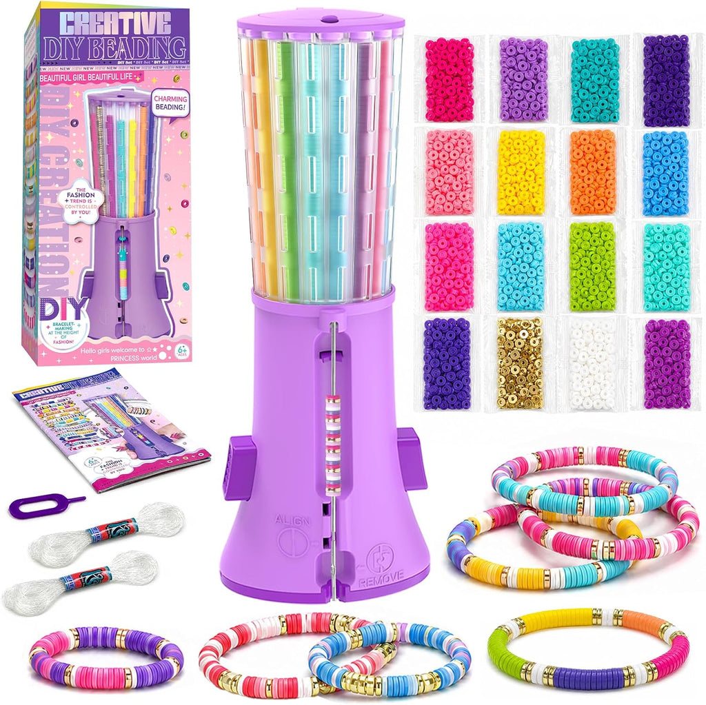 Bracelet Making Kit with Bead Spinner, 2600+ Heishi-Style Beads
