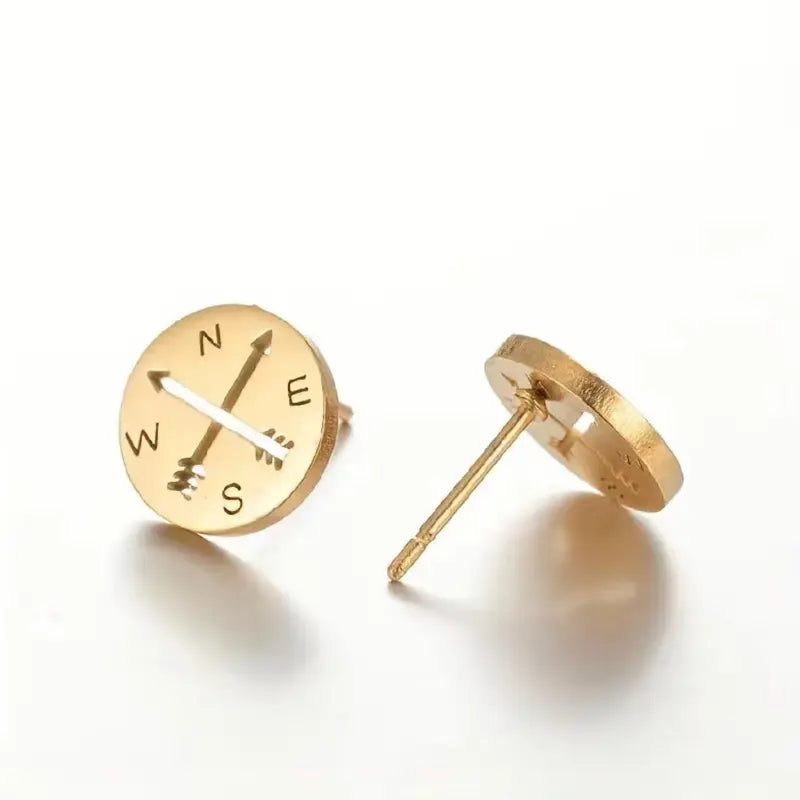 Compass Stud Earrings, Hippy Jewelry, Earthy Jewelry
